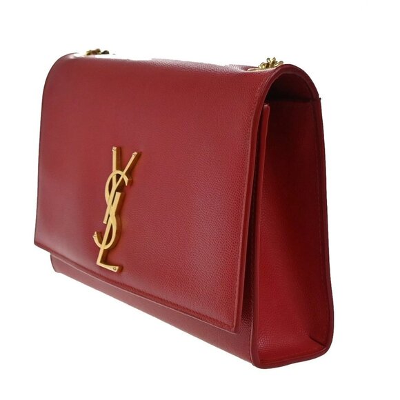 SAINT LAURENT YSL Logo 2Way Chain Shoulder Clutch Bag Red GHW Italy 22RF821 - Picture 2 of 16